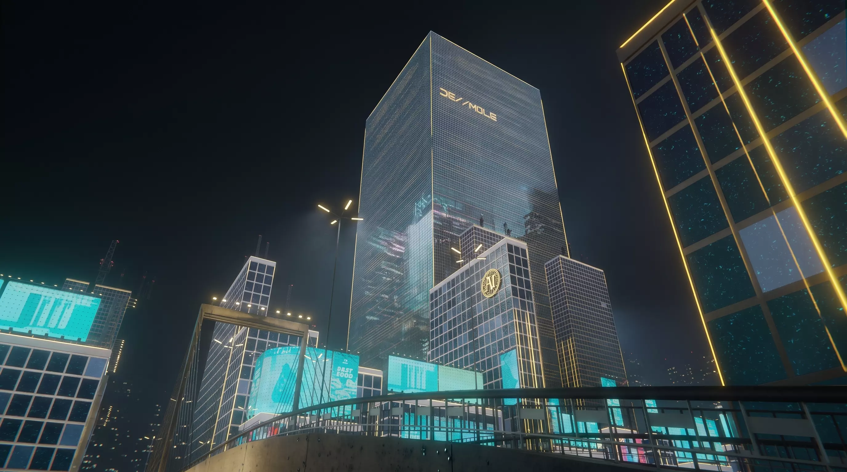 Futuristic Neon City Skyline 3D model