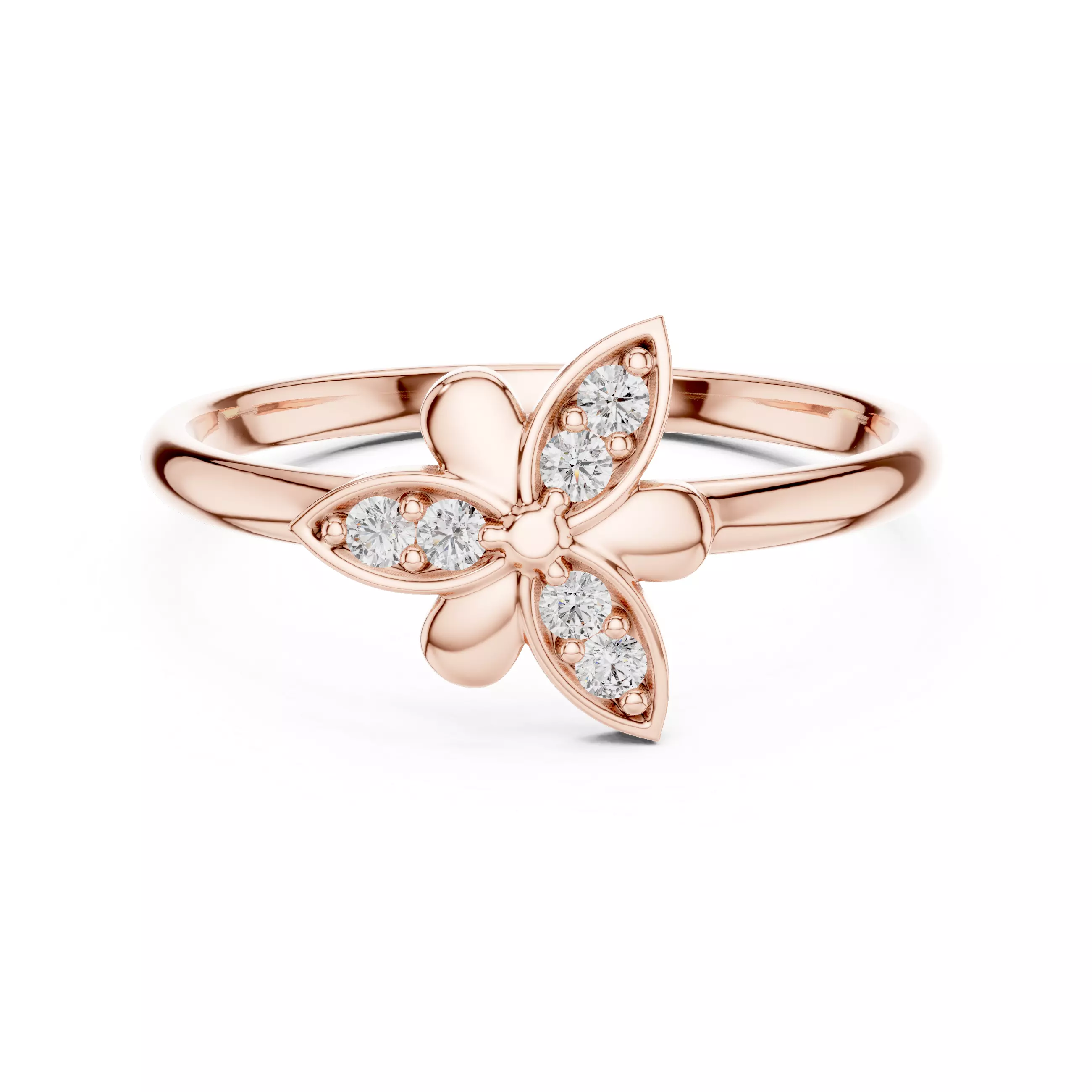 Flower Minimalist Ultra Light Weight Diamond Ring 3dm stl 3D print model