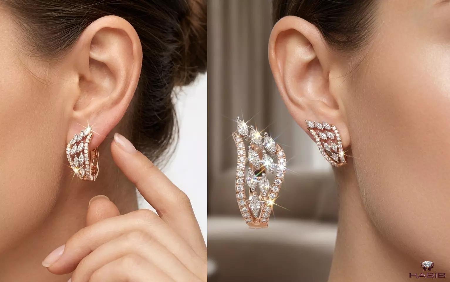 Luxury Diamond Hoop Earrings CAD STL JCD 3D print model
