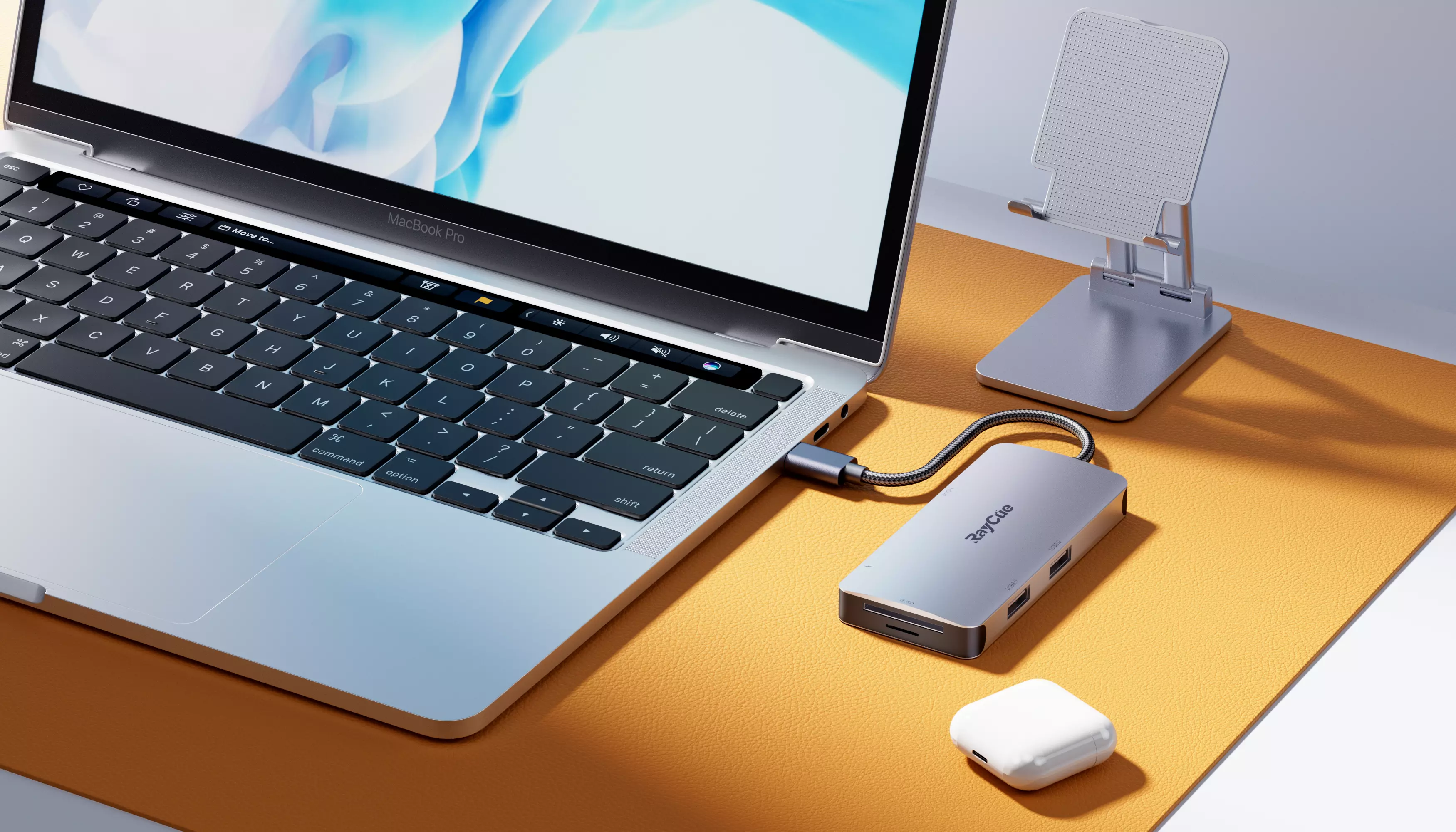RayCite USB-C Hub Apple Mac AirPods Tablet Stand Desk 3D model