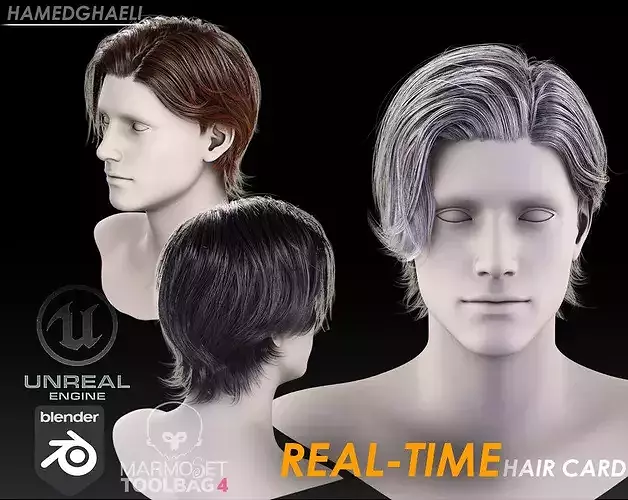 Real Time Hair Card Male Hairstyle part 17