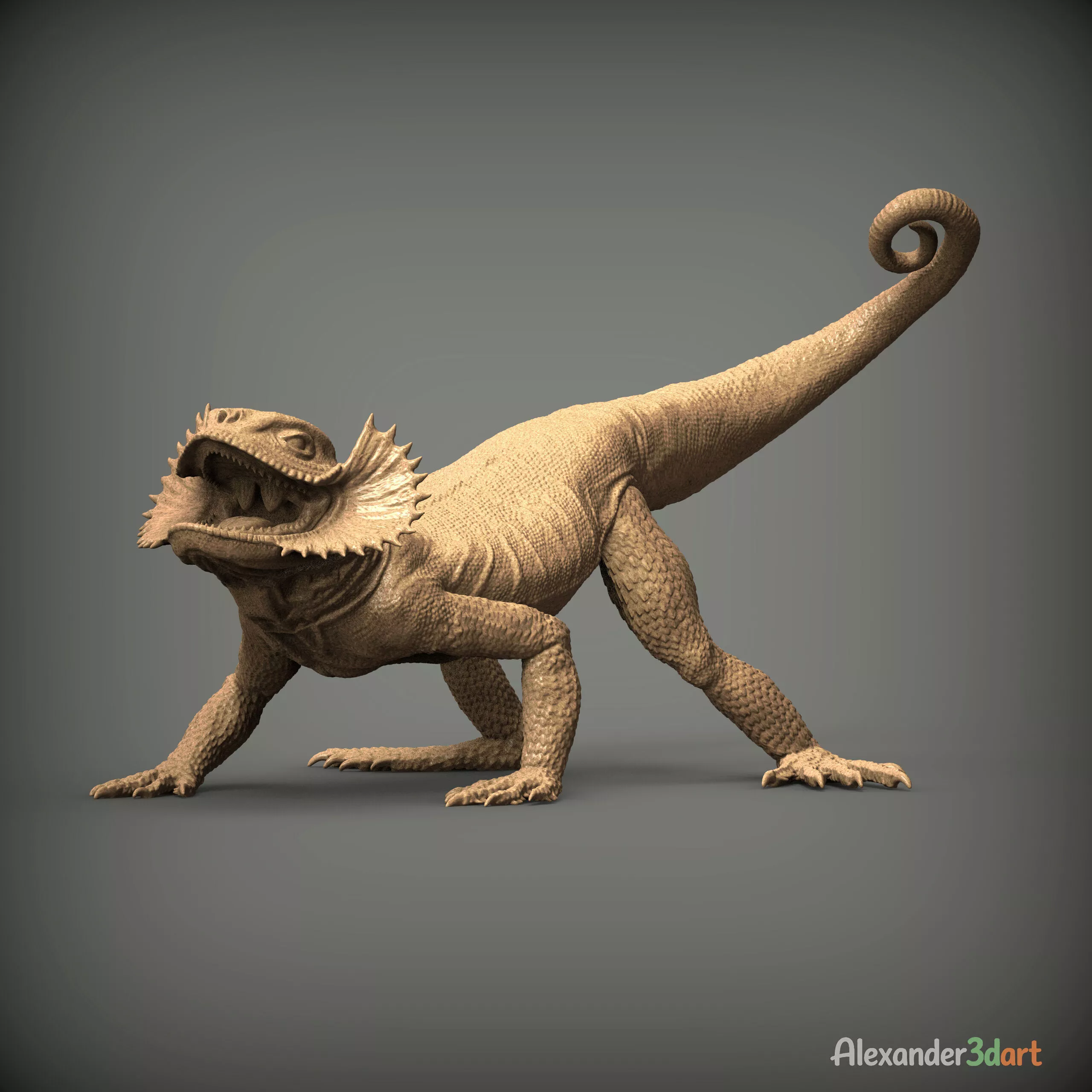 Agama Roundhead Lizard STL for 3D Printing 3D print model