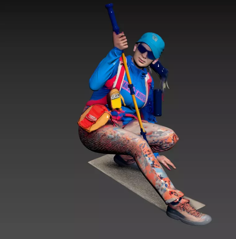 D-054- Oriental Scene - Extreme Athlete with Sunglasses 3D model