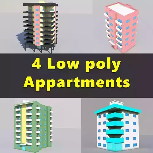 Apartment Buildings Low Poly Collection Low-poly 3D model Apartment Buildings Low Poly Collection Low-poly 3D model