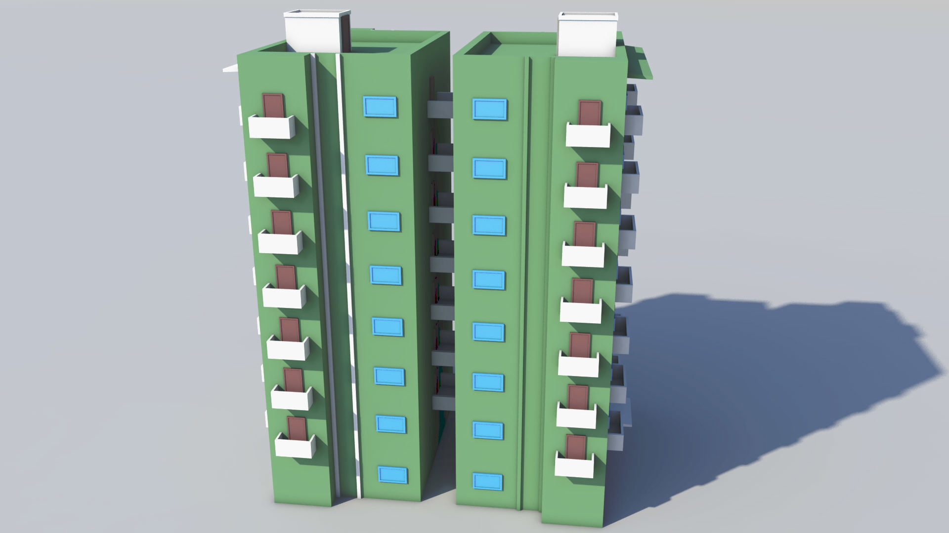 Apartment Buildings Low Poly Collection Low-poly 3D model_7