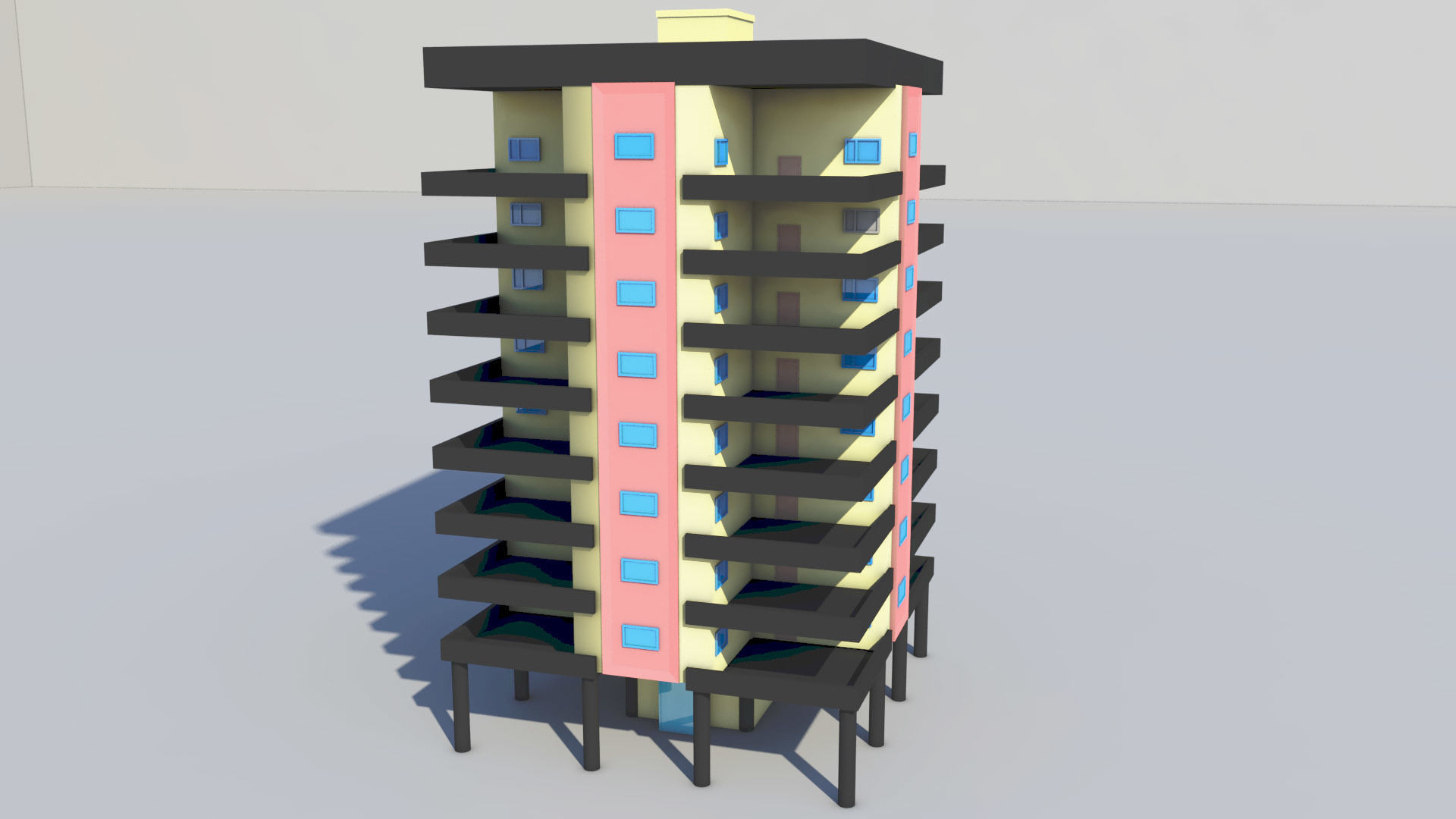 Apartment Buildings Low Poly Collection Low-poly 3D model_3
