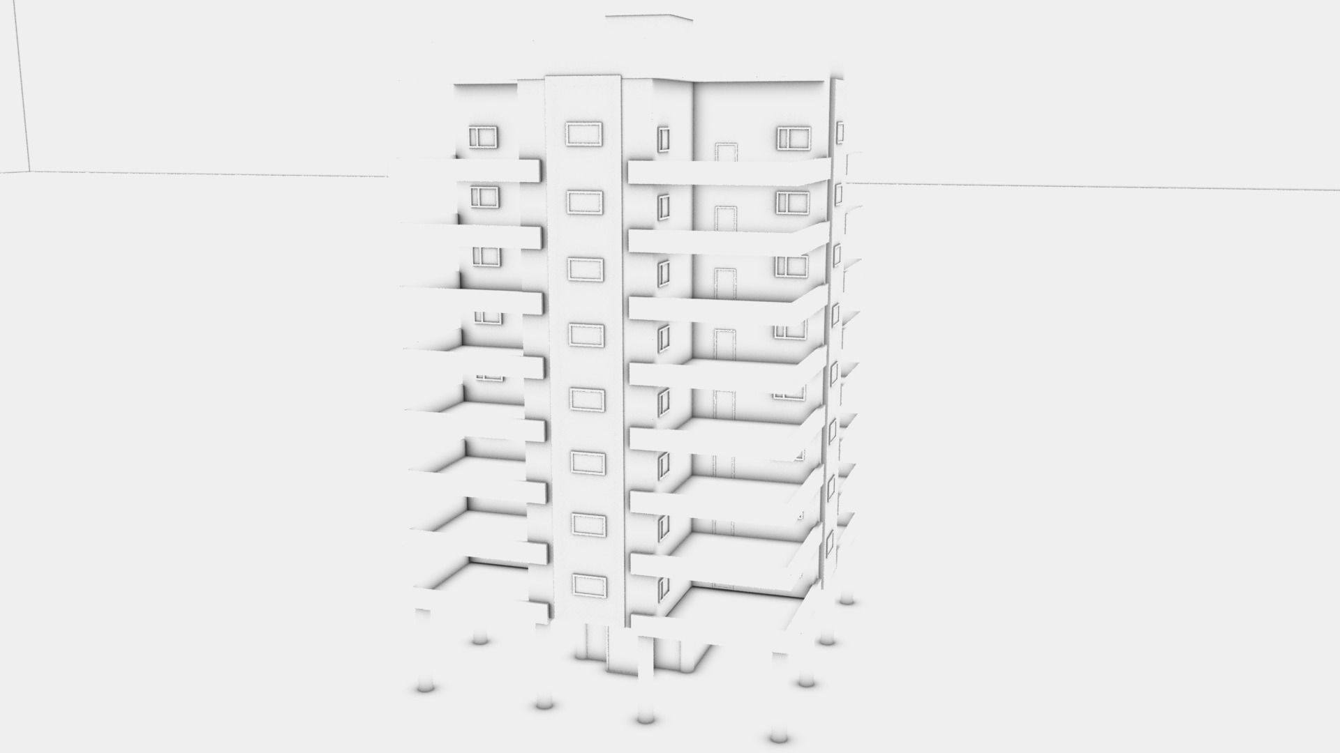 Apartment Buildings Low Poly Collection Low-poly 3D model_16
