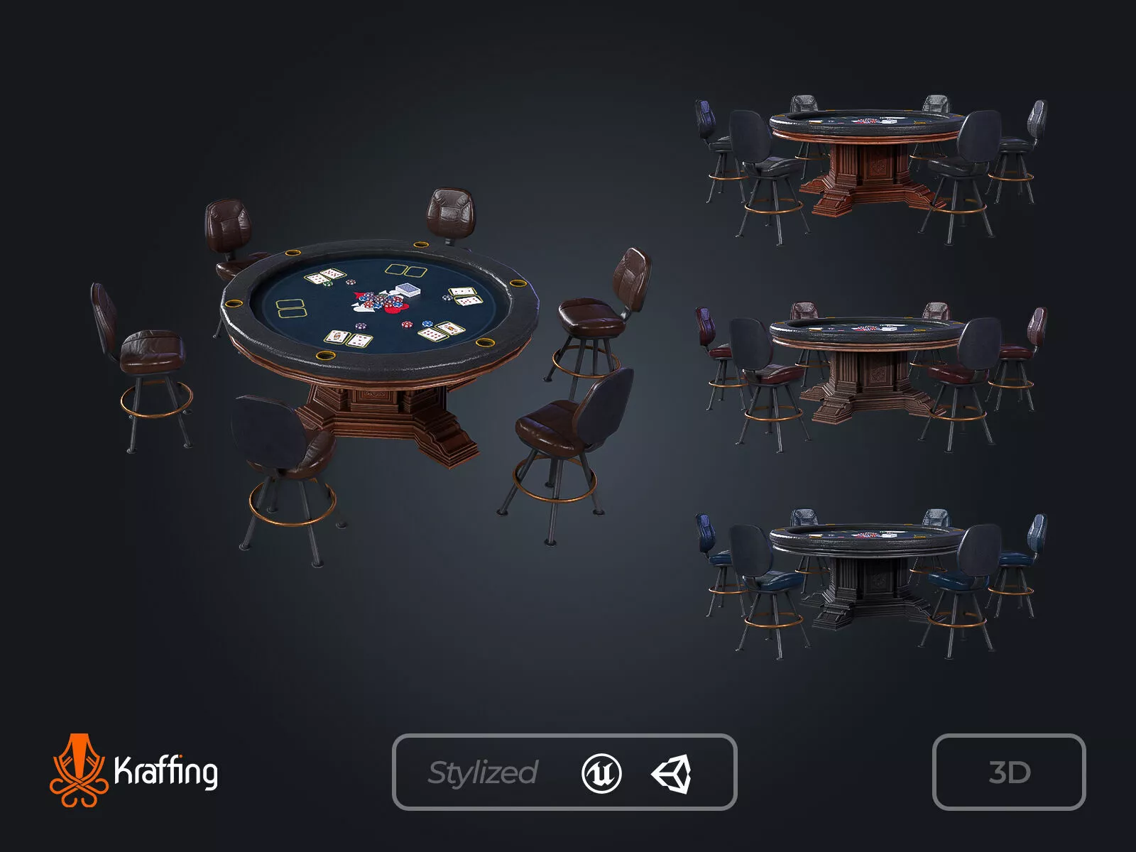 Poker Table V5 Casino Gambling Low-poly 3D model