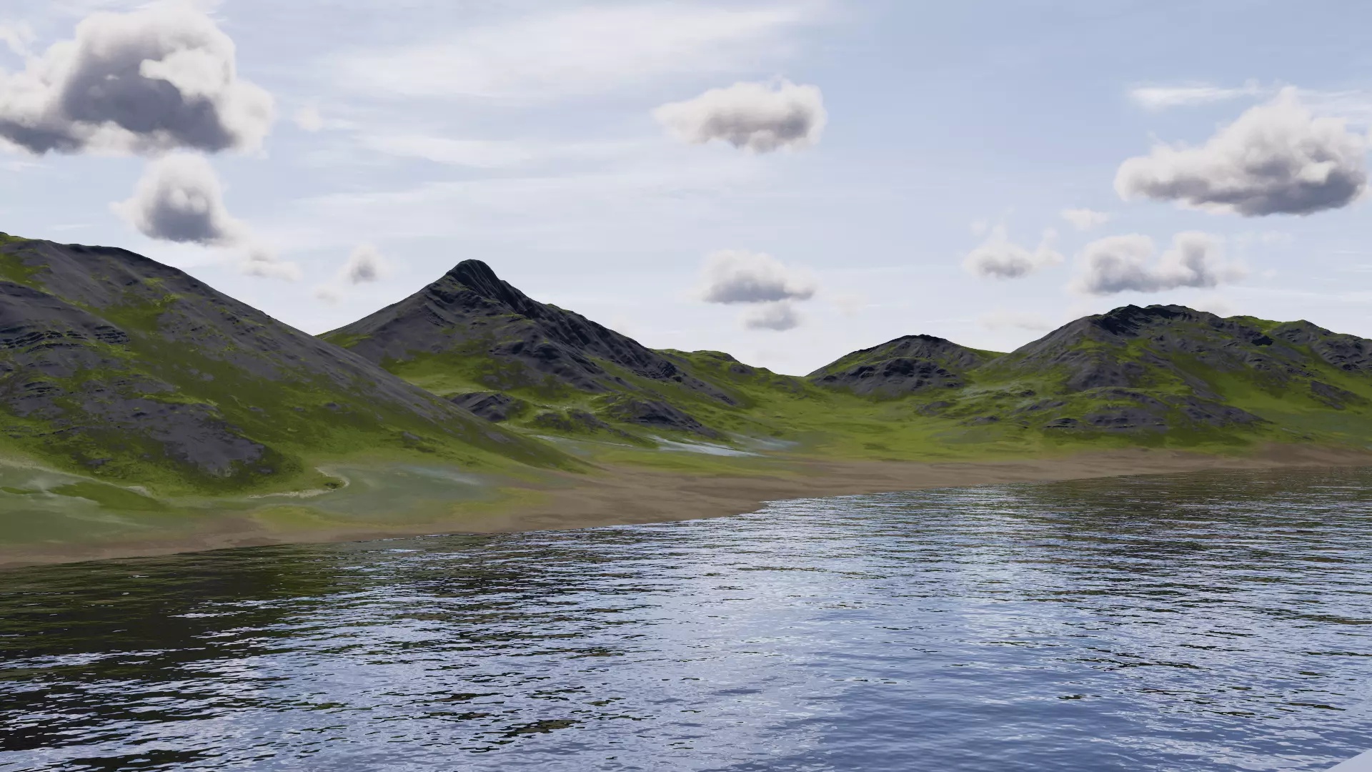 Mountain-lake composite landform 3D model
