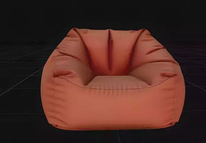 Terracotta Fabric Bean Bag Lounge Chair 3D Model Low-poly 3D model 2