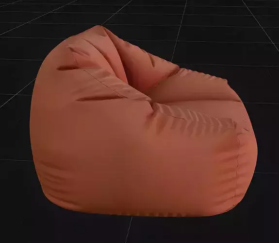Terracotta Fabric Bean Bag Lounge Chair 3D Model Low-poly 3D model 3
