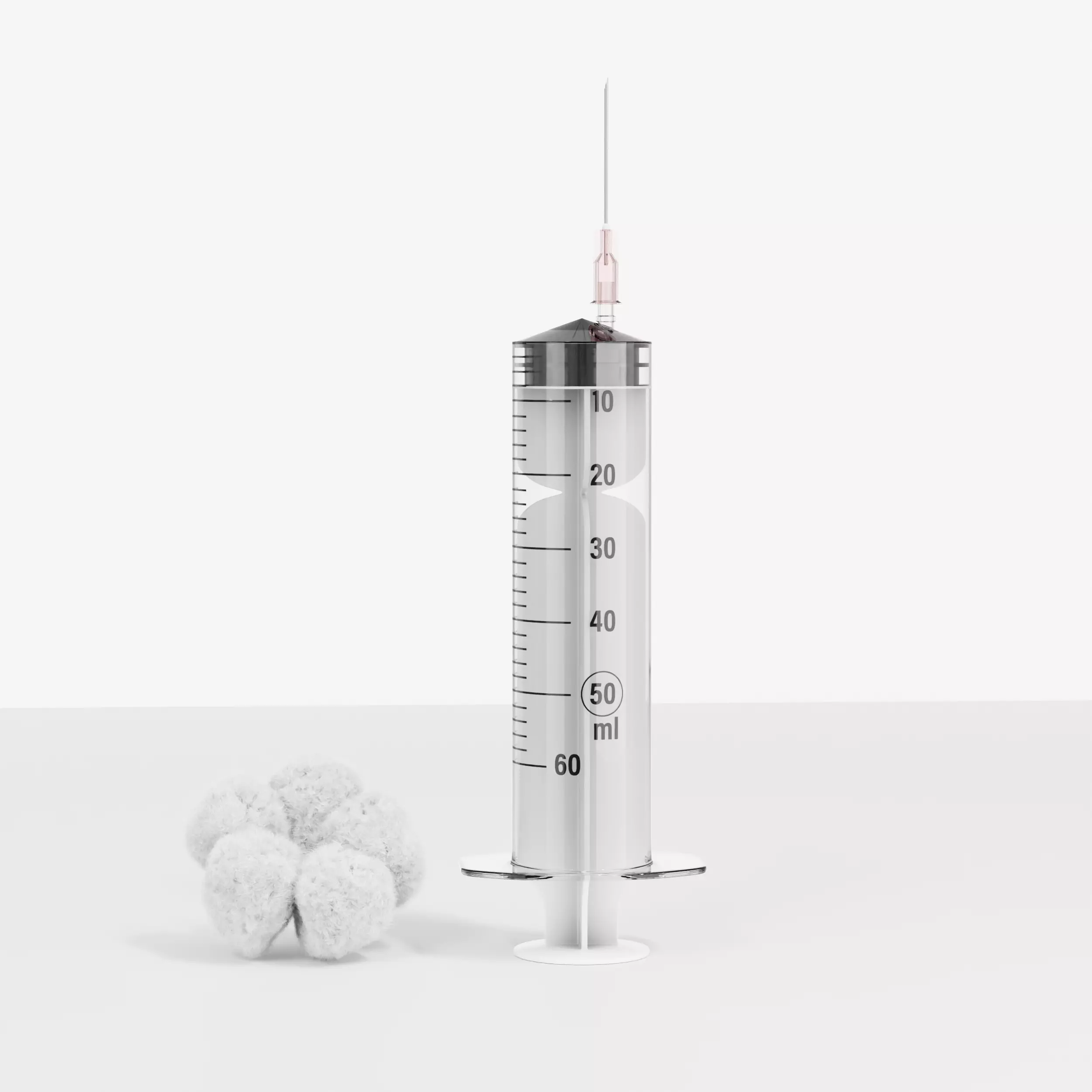 Empty Syringe 60ml Medical Instrument 3D Model Low-poly 3D model