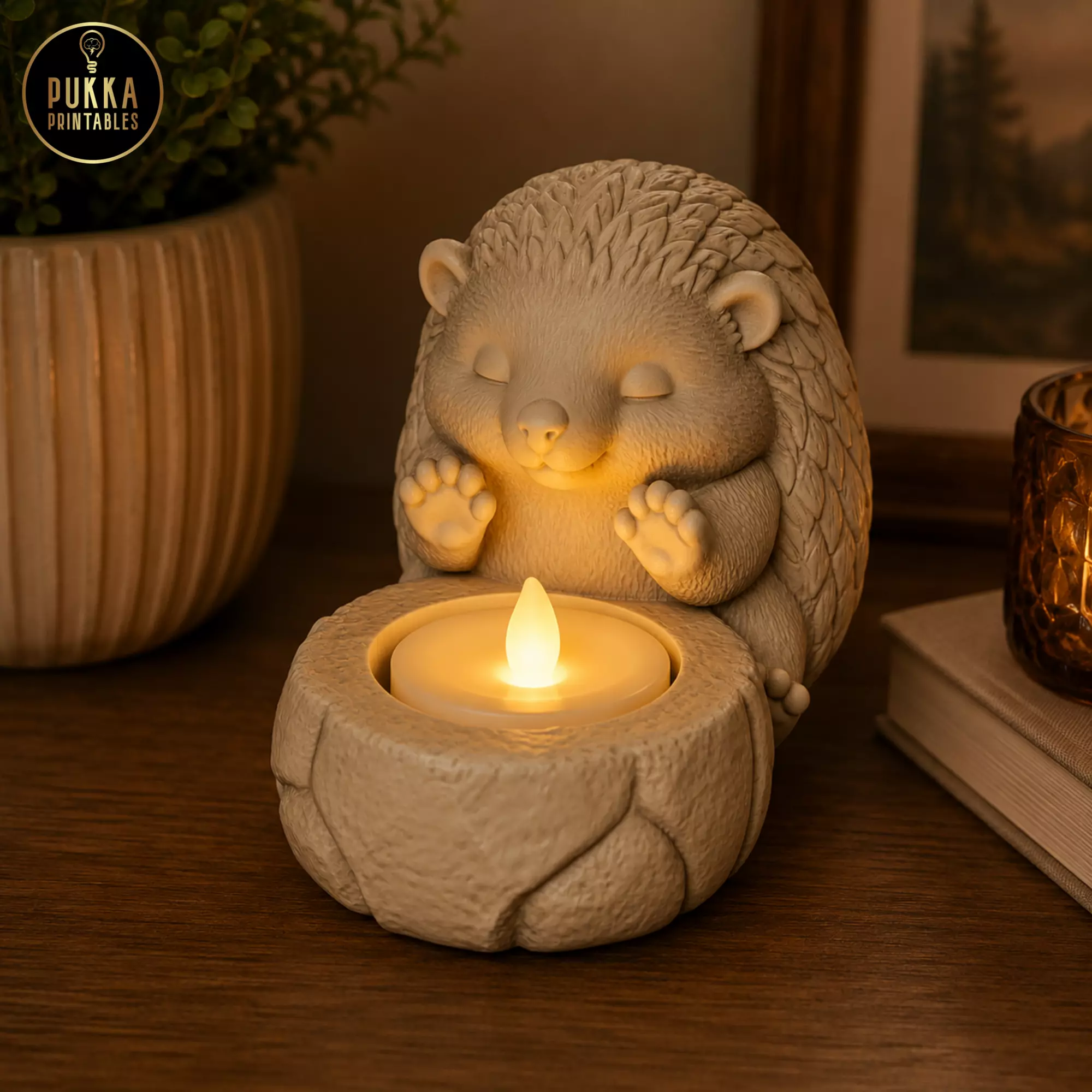 Hedgehog Tea Light Holder - 3D Printable STL 3D print model
