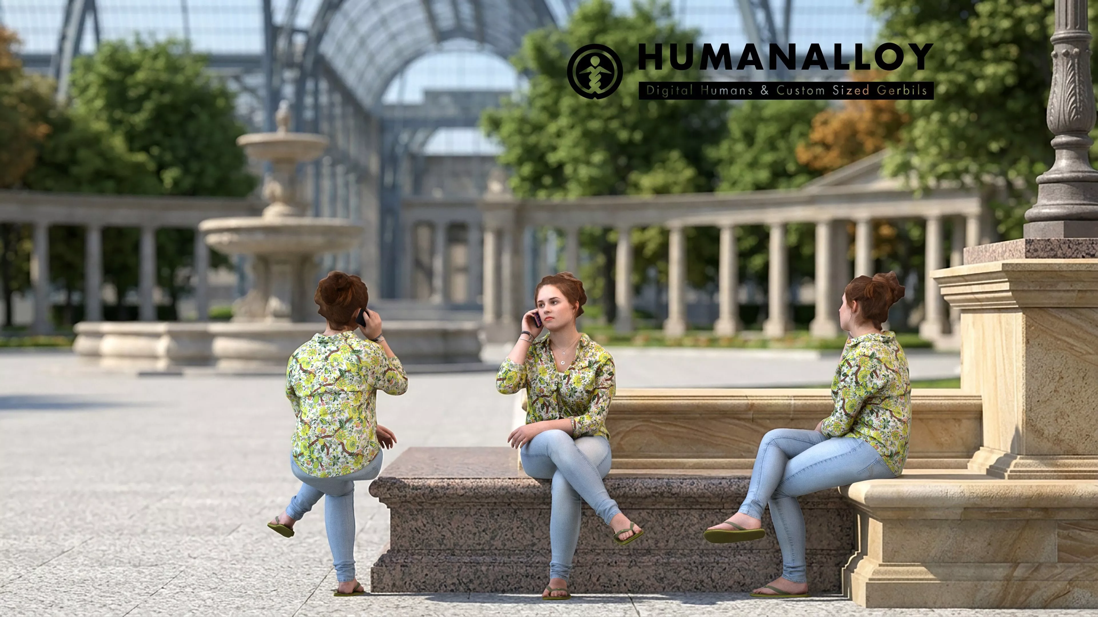 Young Caucasian man sitting casually 3D model