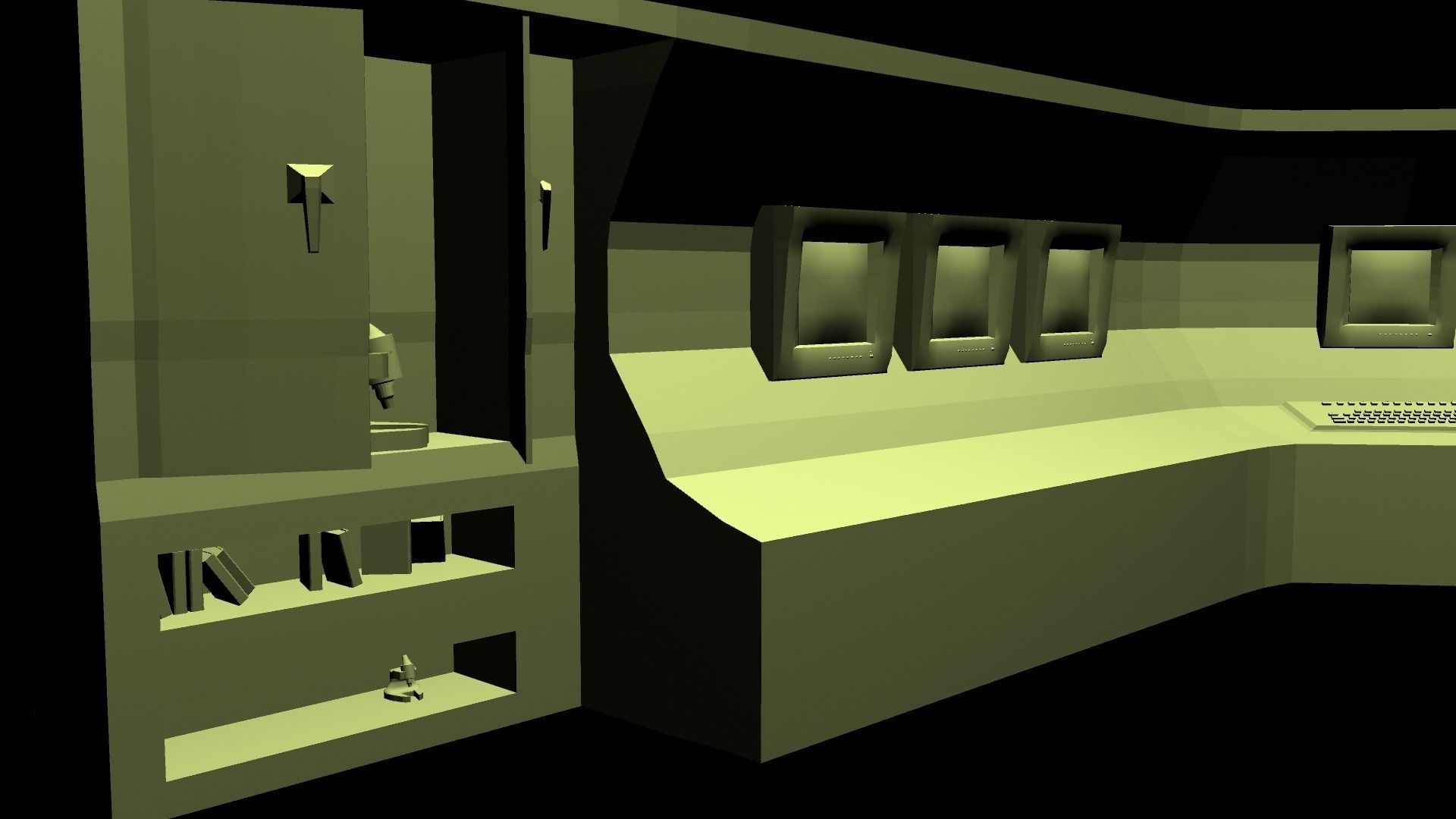 Old computer and Machine laboratory War chair  3D model_2