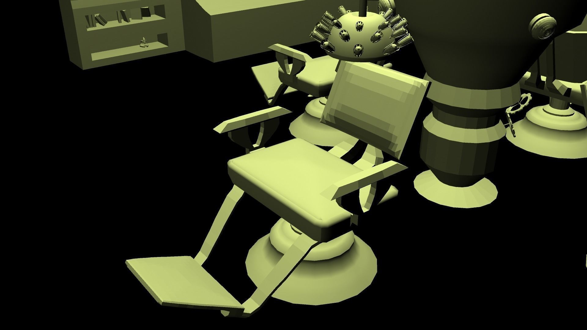 Old computer and Machine laboratory War chair  3D model_1