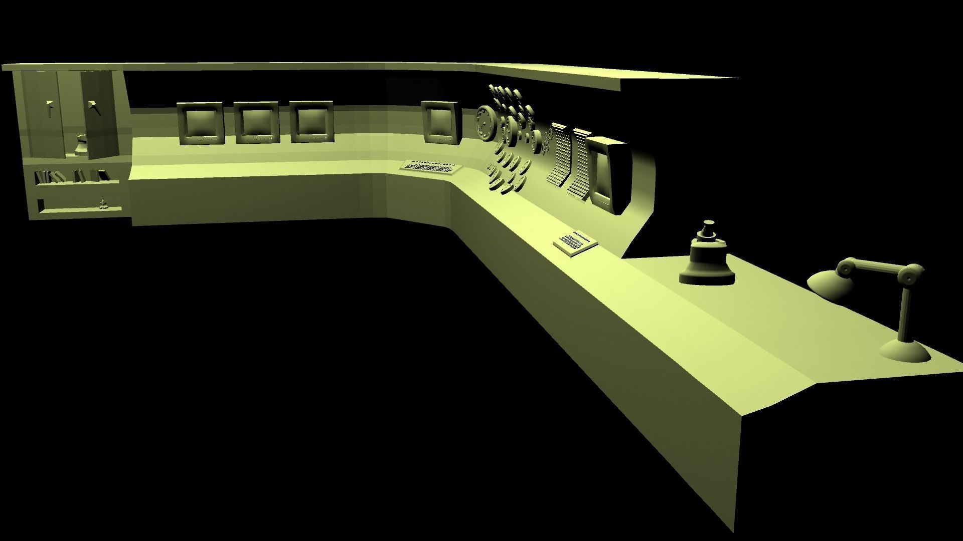 Old computer and Machine laboratory War chair  3D model_3