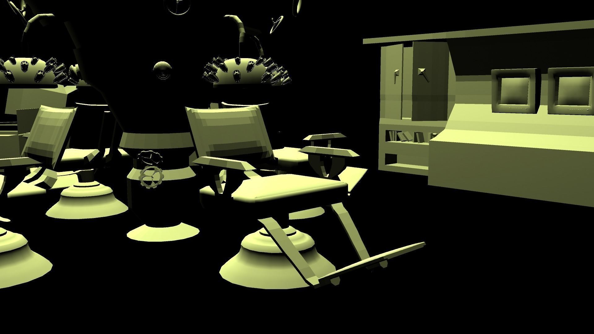 Old computer and Machine laboratory War chair  3D model_4