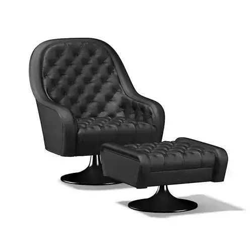 Leather Armchair with Footrest