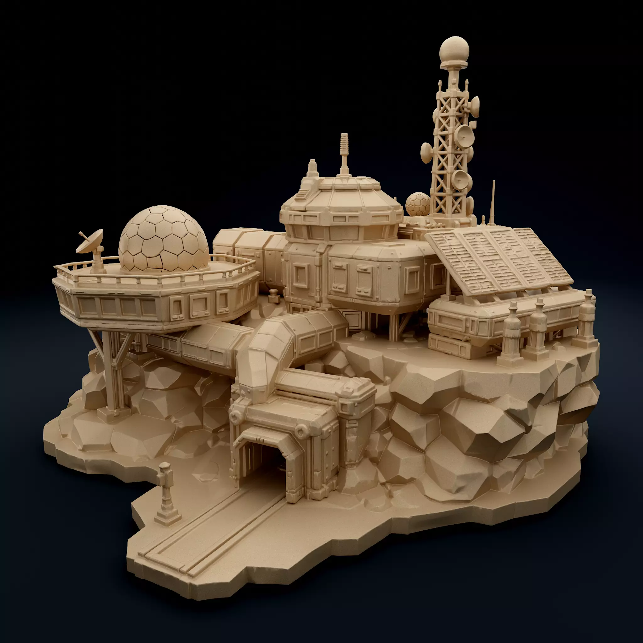Sci-Fi Research Outpost - Futuristic 3D Printable Miniature STL 3D print model