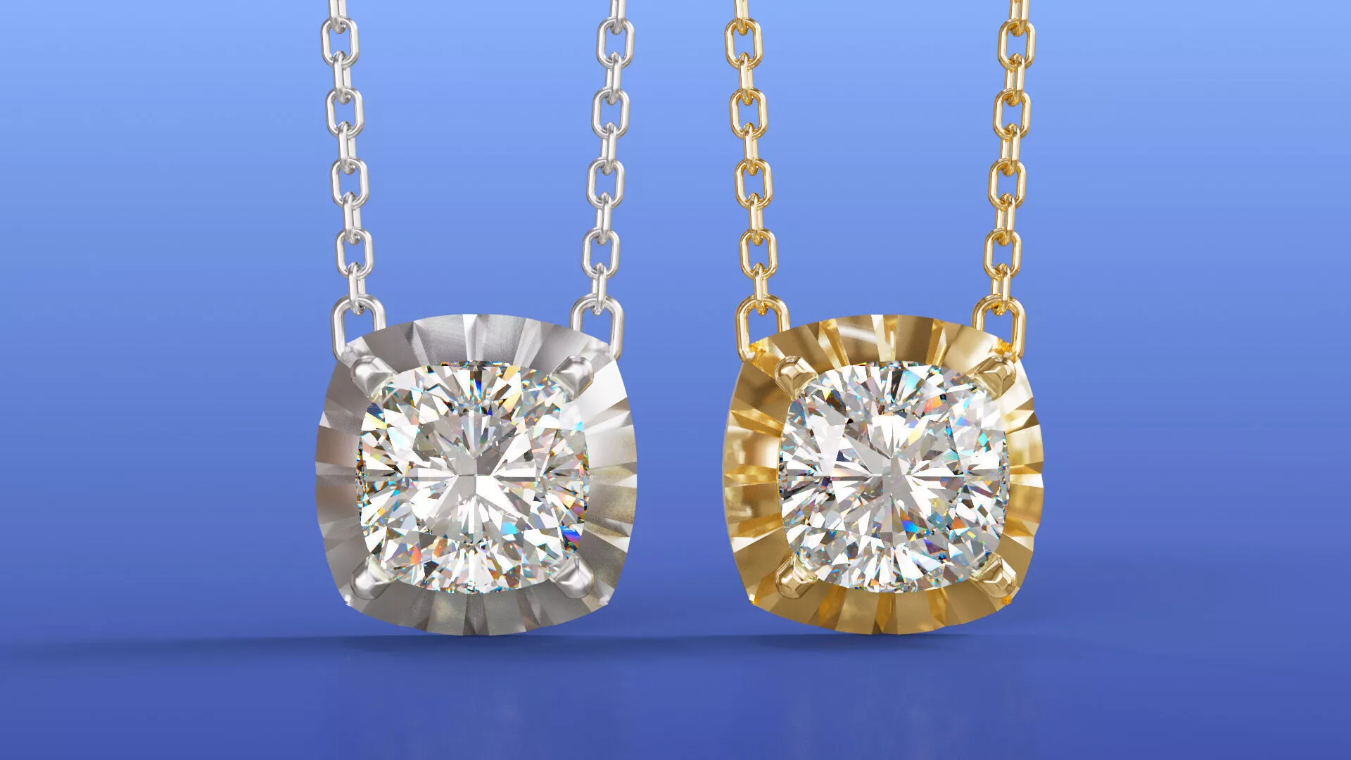 Cushion Shape Halo Solitaire Pendant with Radiant Textured 3D print model
