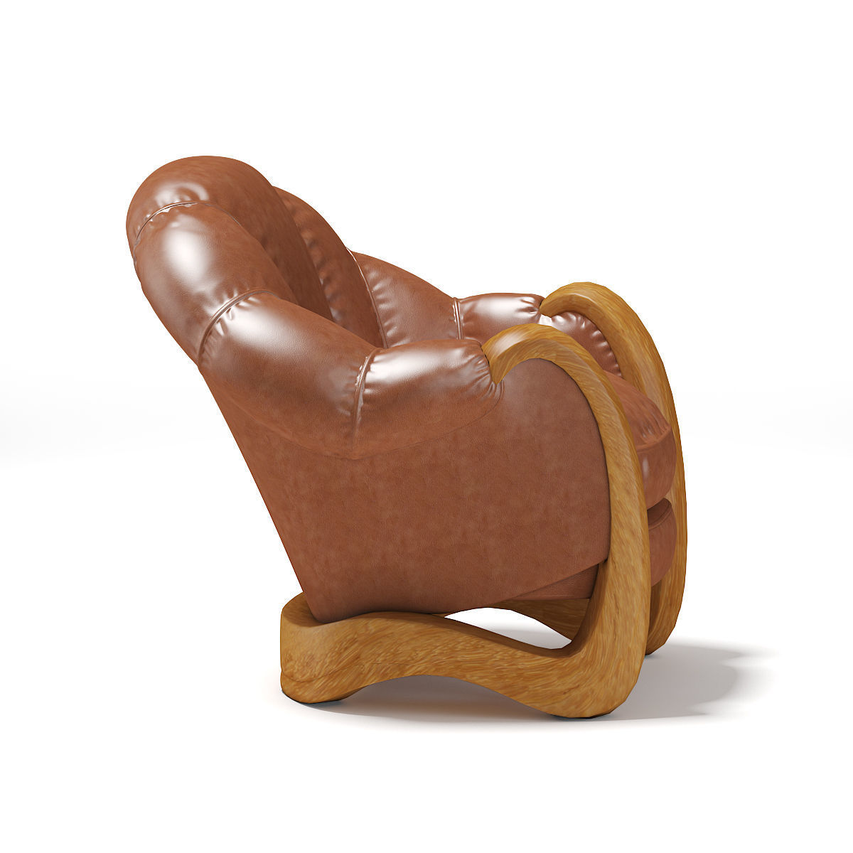 Brown Leather Armchair 3D model_2
