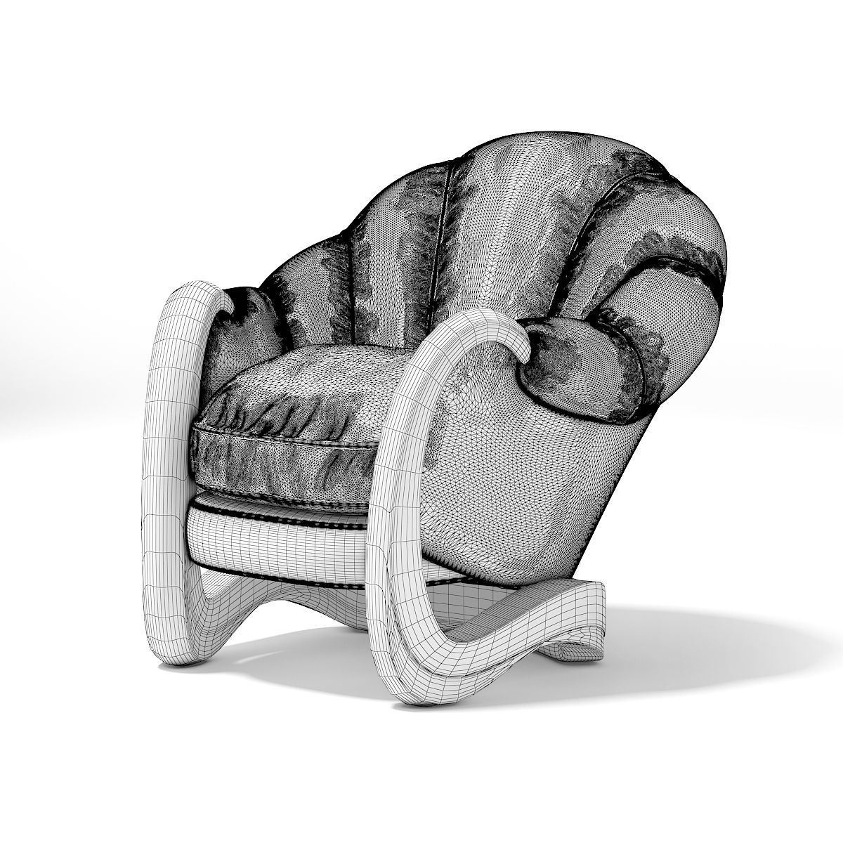 Brown Leather Armchair 3D model_1