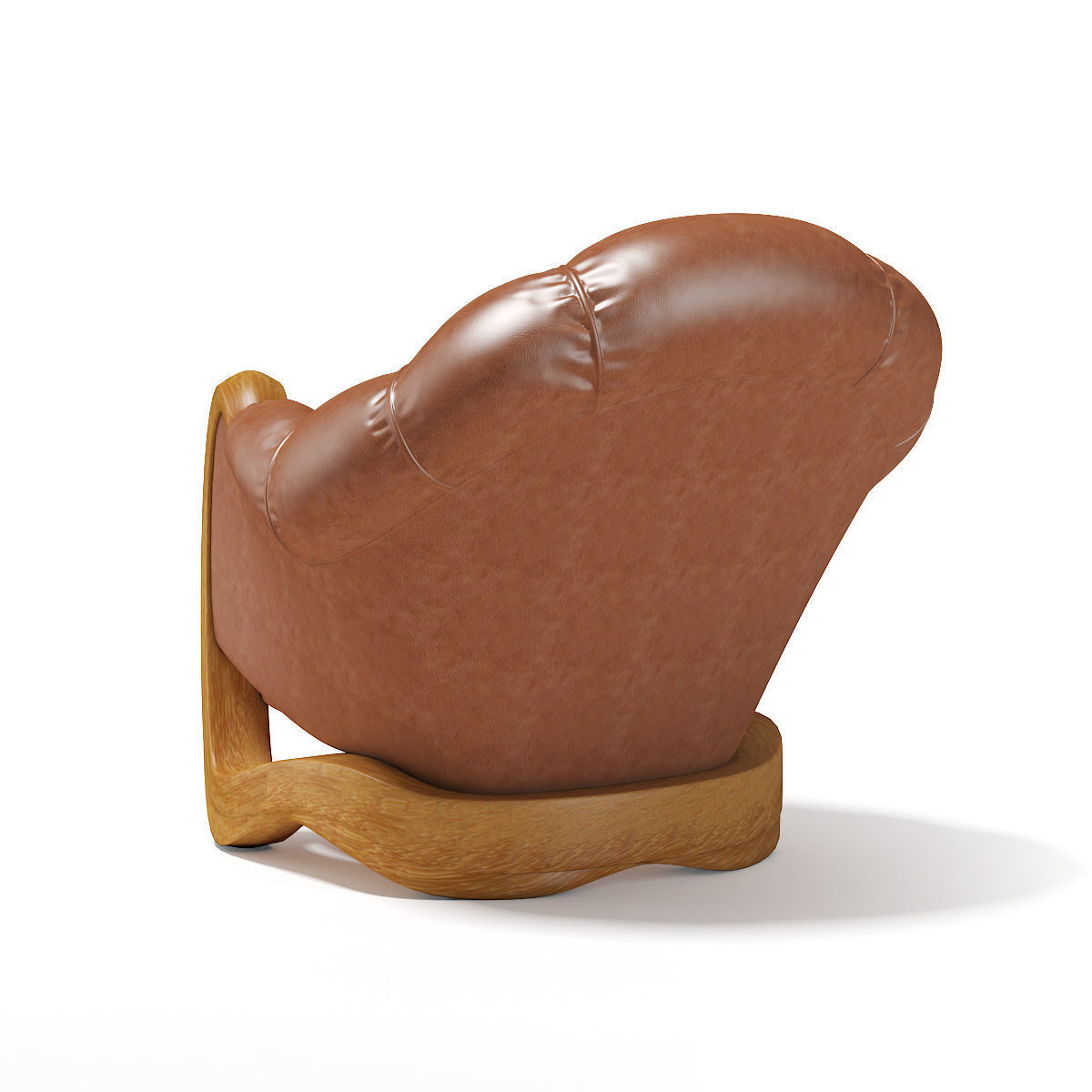 Brown Leather Armchair 3D model_4