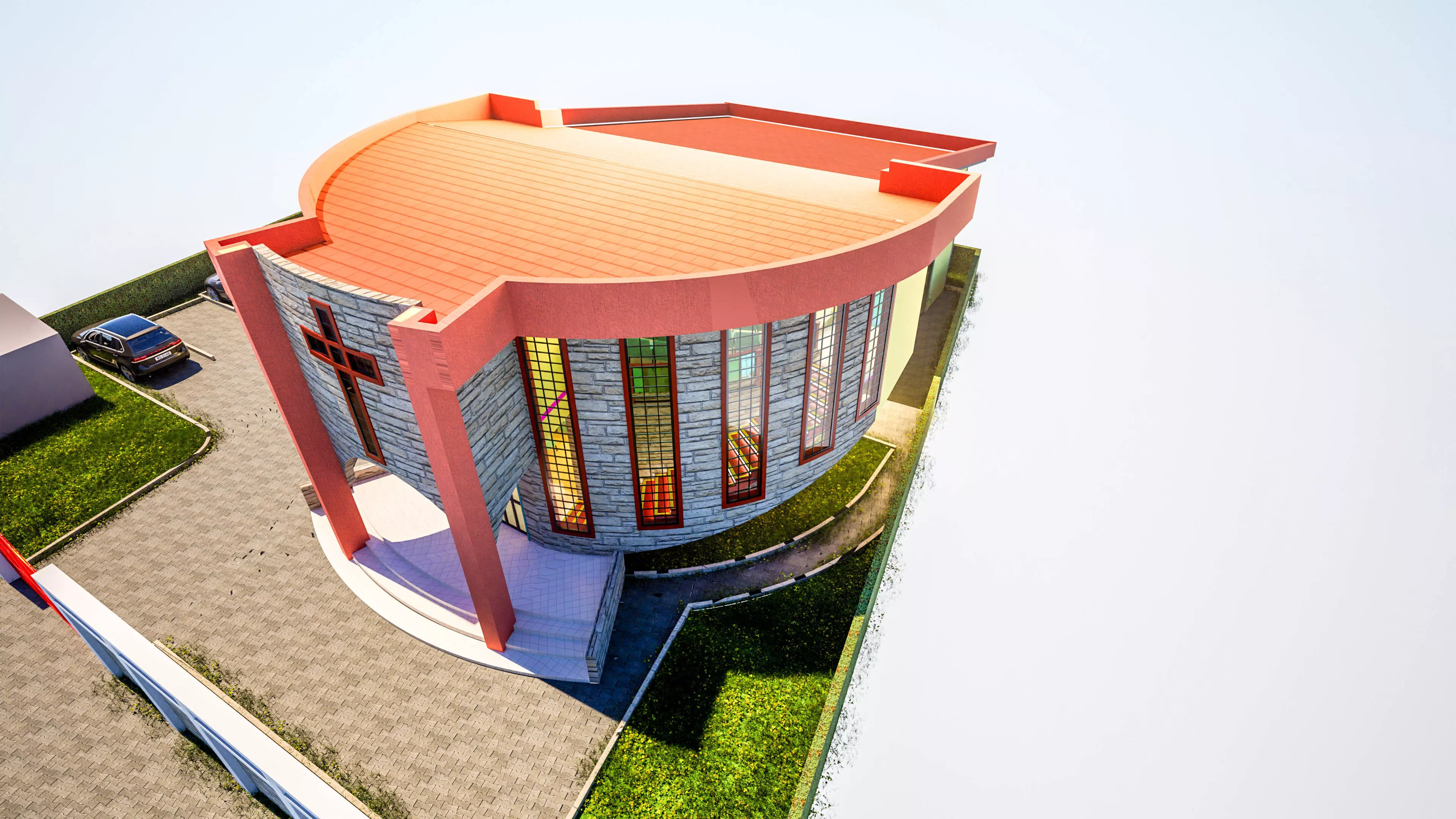 Church Interior And Exterior Low-poly 3D model