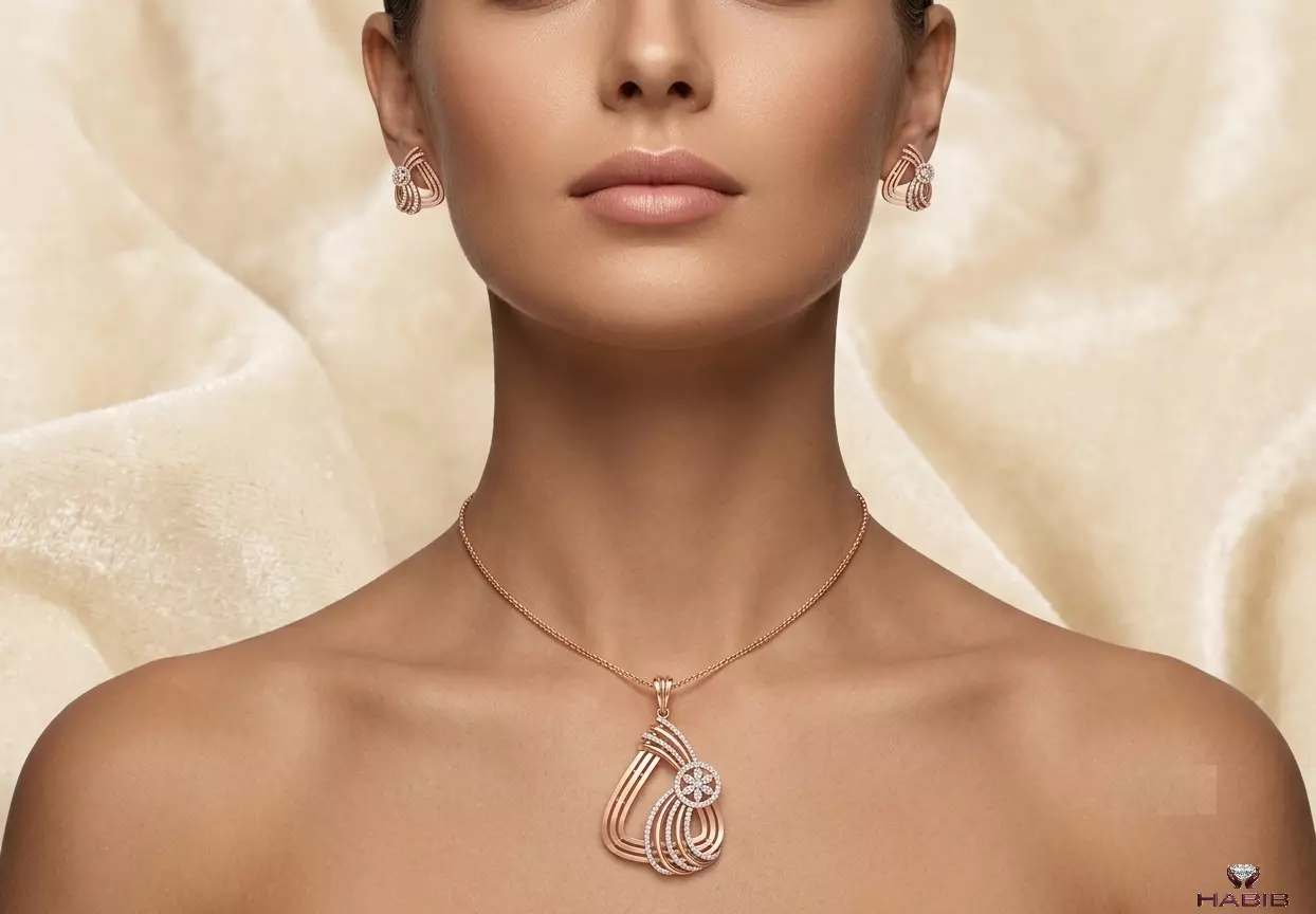 Luxury Diamond Pendant Earrings Set CAD STL JCD 3D print model