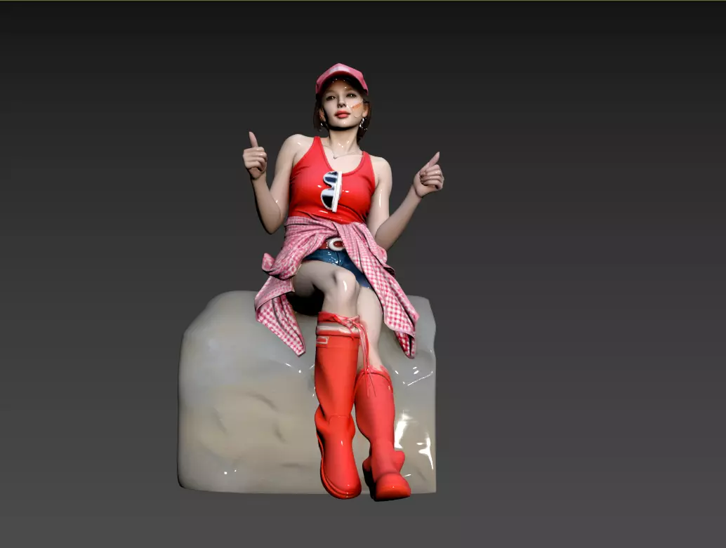 D-064- Oriental Scene - Clear Makeup Girl 3D model