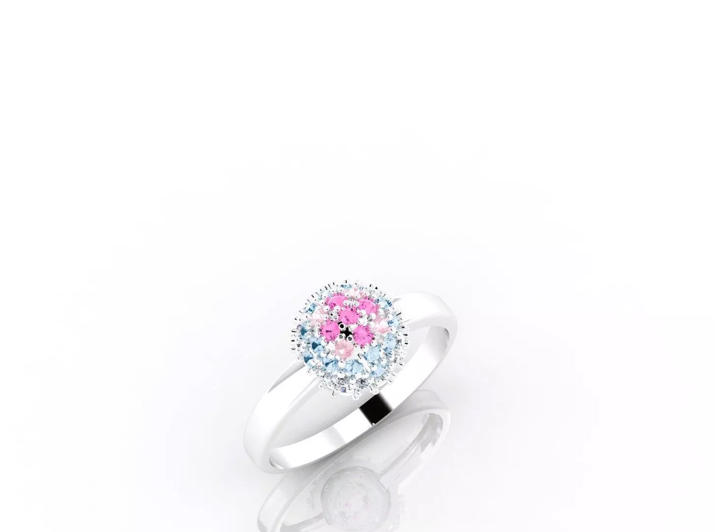 DIMOND CLUSTER RING JEWELRY CAD MODEL STL 3DM OBJ 3D PRINT 3D print model