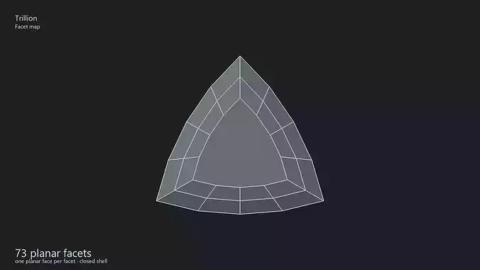 Trillion Cut Diamond - Faceted Gem - Print and Render Ready