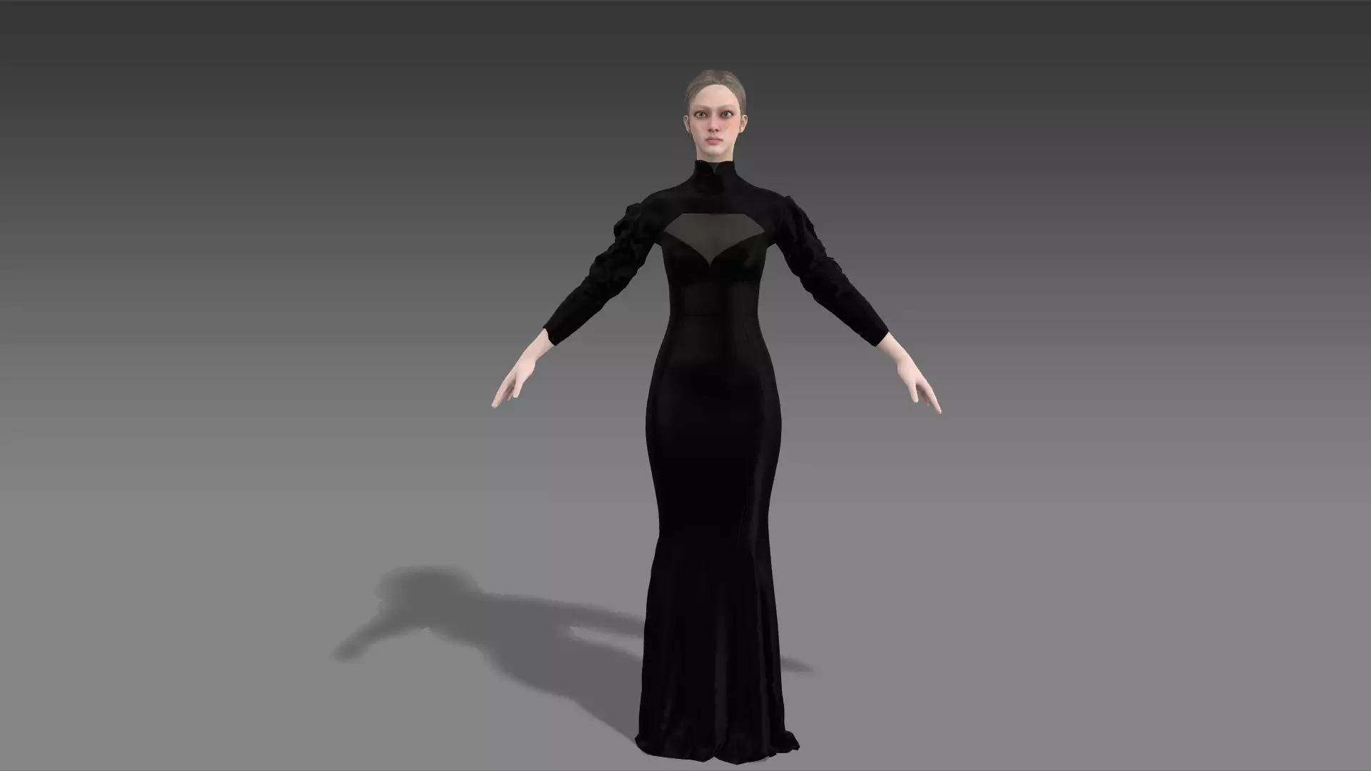Black color fish dress vual detail modern dress look Low-poly 3D model