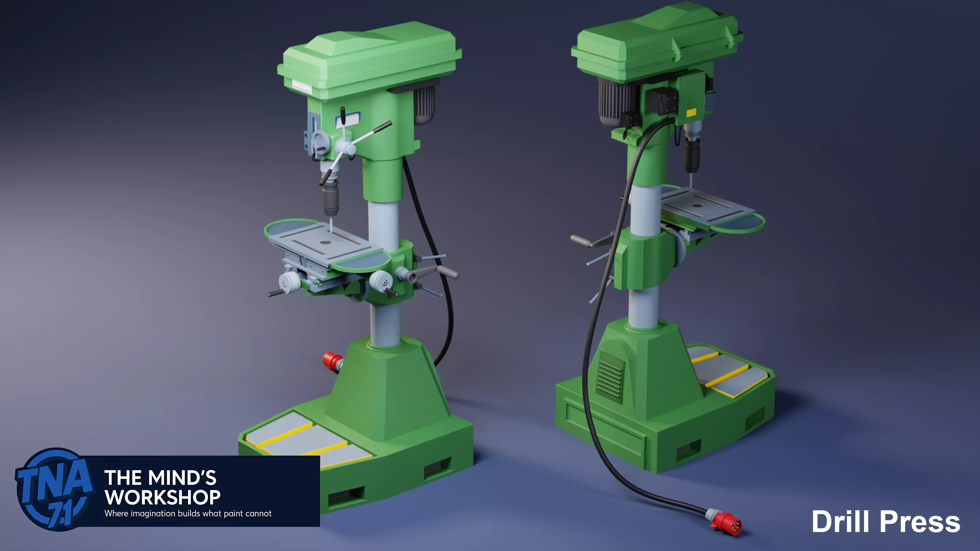 Stylized Industrial Drill Press Free low-poly 3D model