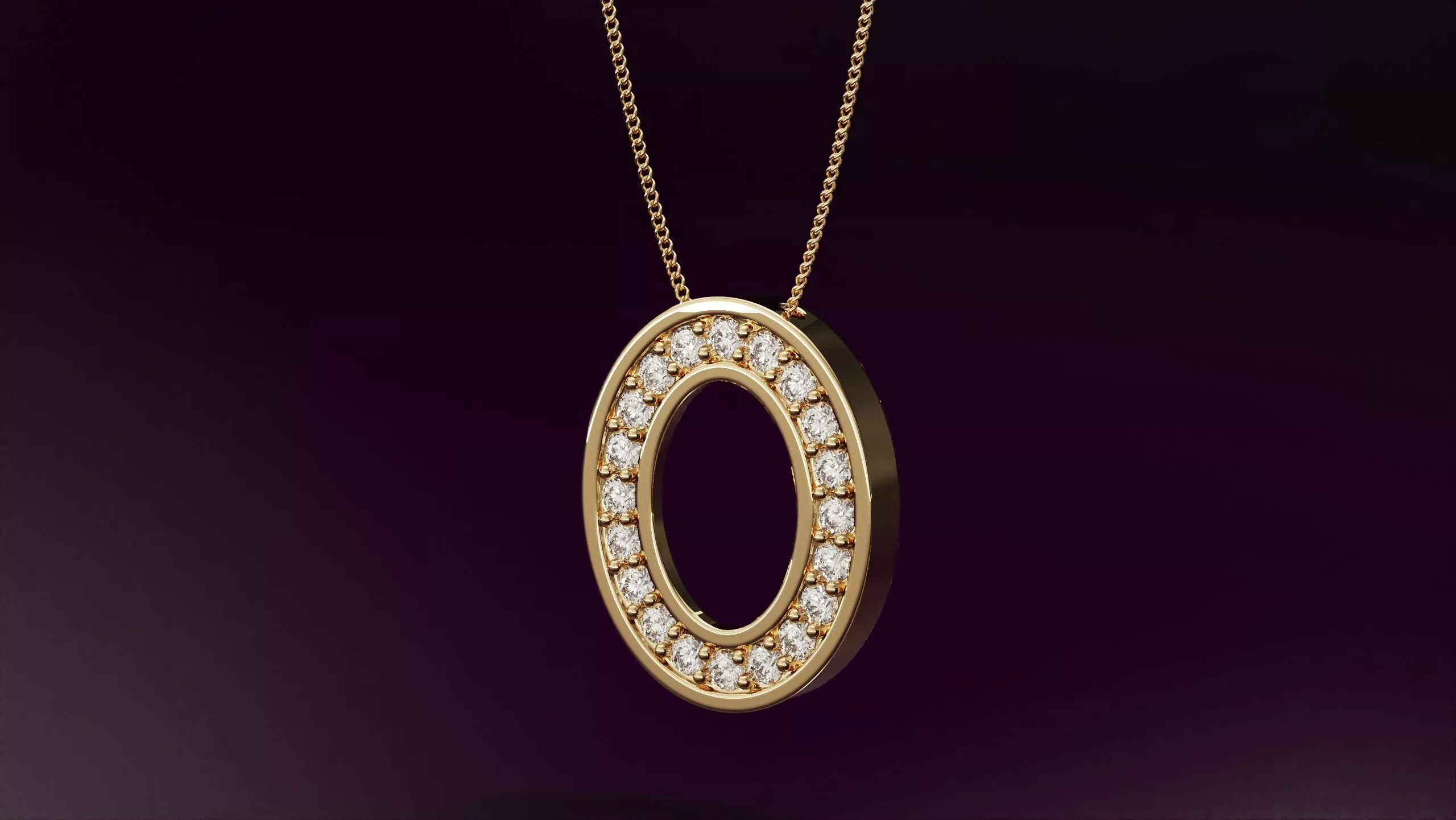 Ellipse pendant with round diamonds 10mm 3D print model