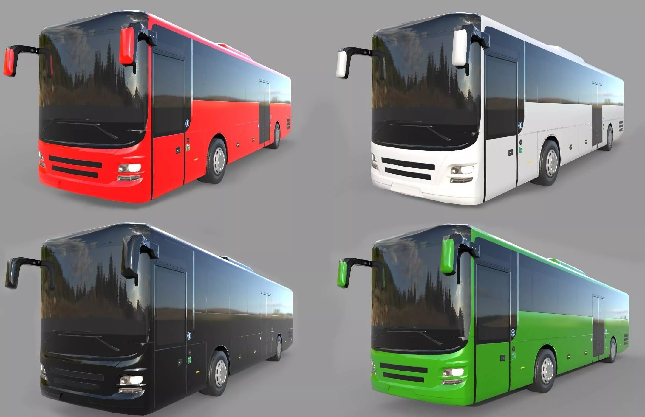 PBR Lowpoly Bus Low-poly 3D model