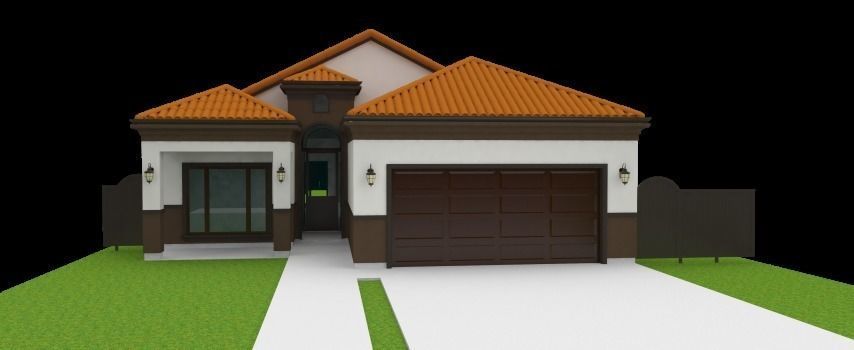 Residential 4 bed 3 bath 2 car garage  3D model_2