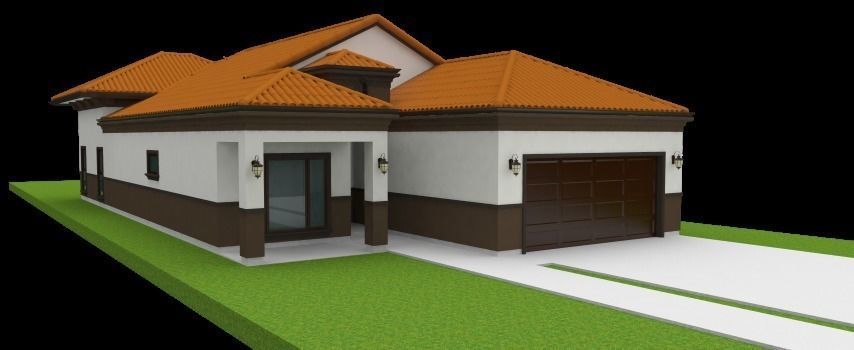 Residential 4 bed 3 bath 2 car garage  3D model_3