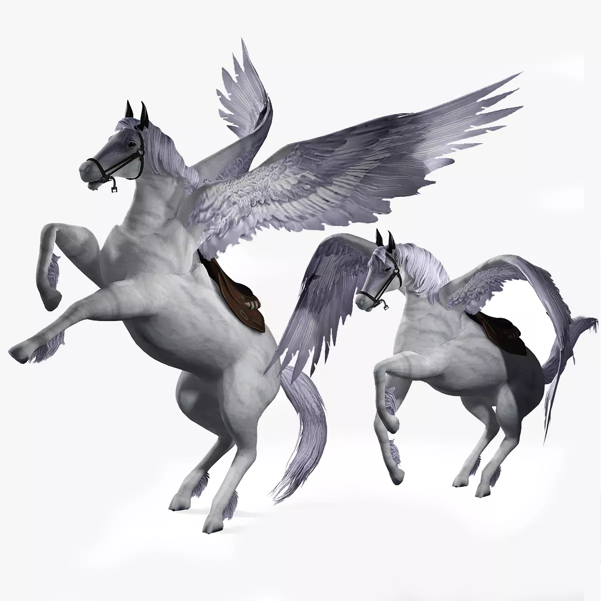 HORSE MAGICAL FLYING PEGASUS BIRD WHITE Low-poly 3D model