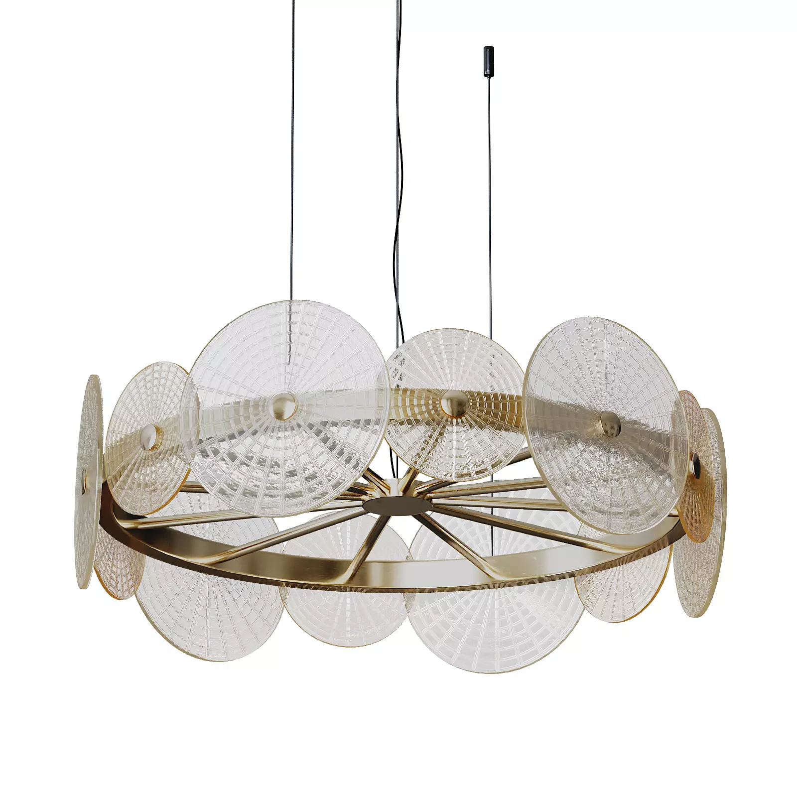 Dandelion gold and clear chandelier Low-poly 3D model