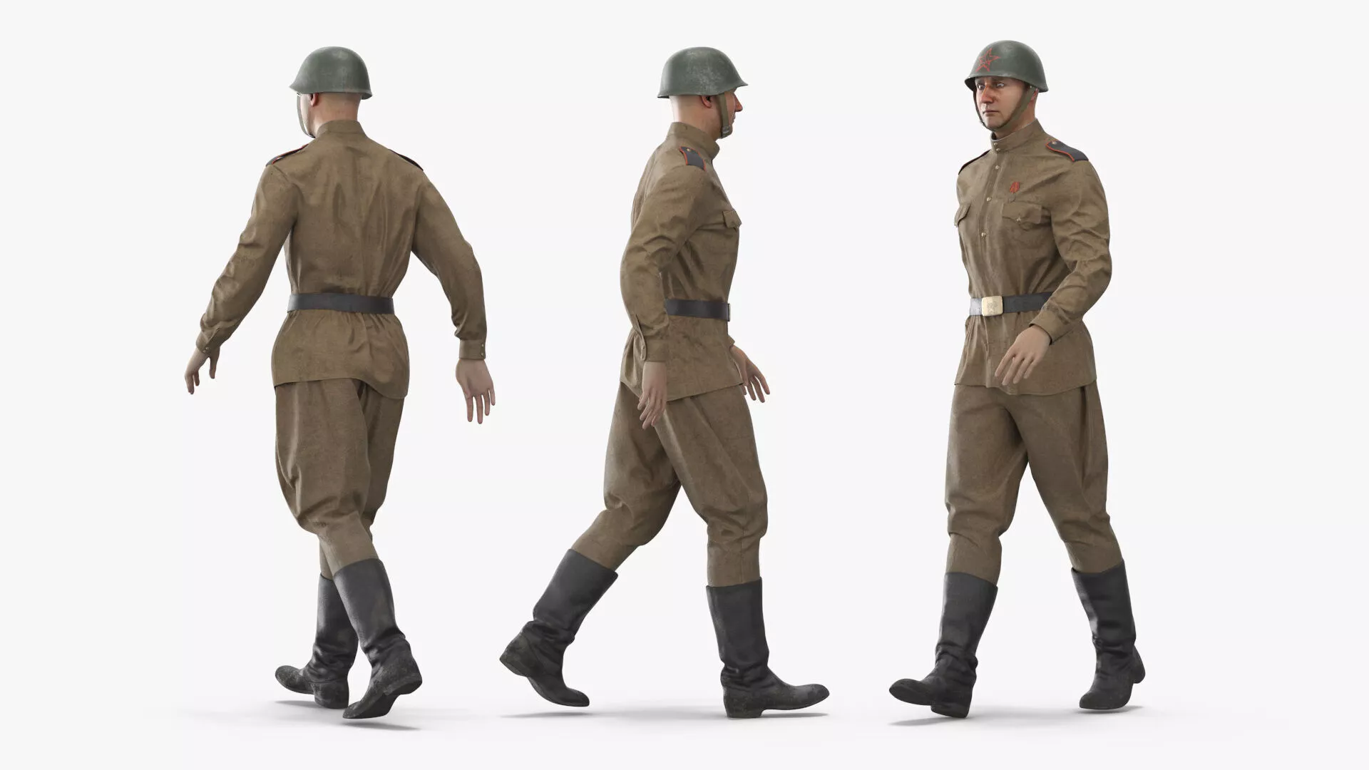 Soviet Infantry Soldier WWII Rigged 3D model