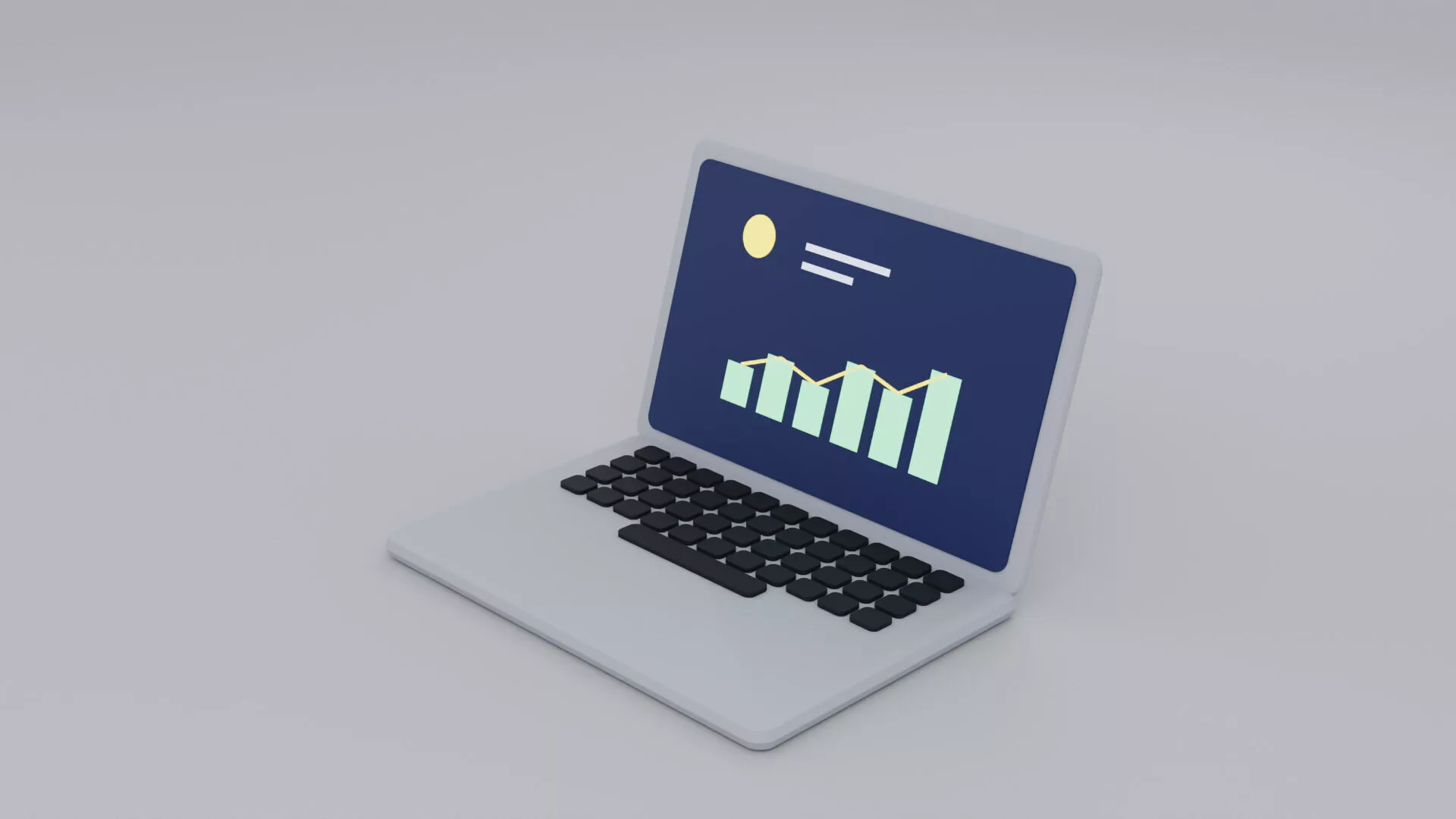 Stylized Laptop with Crypto Dashboard Low-poly 3D model