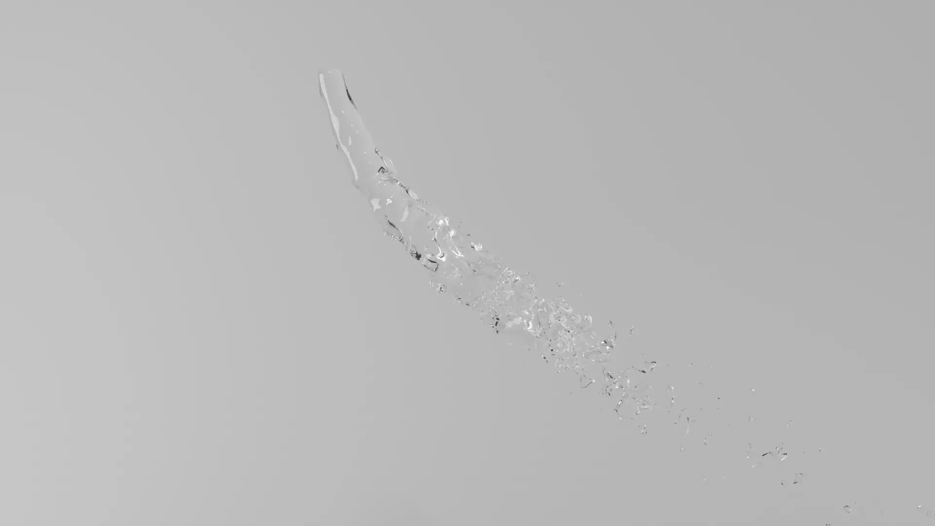 Water splashes drifting in the wind animation 3D model