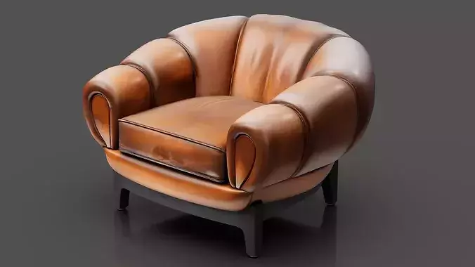 Armchair 01 Low-poly 3D model 3