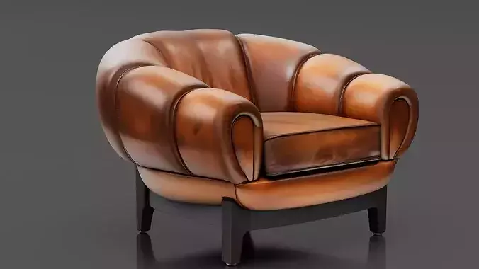 Armchair 01 Low-poly 3D model 2