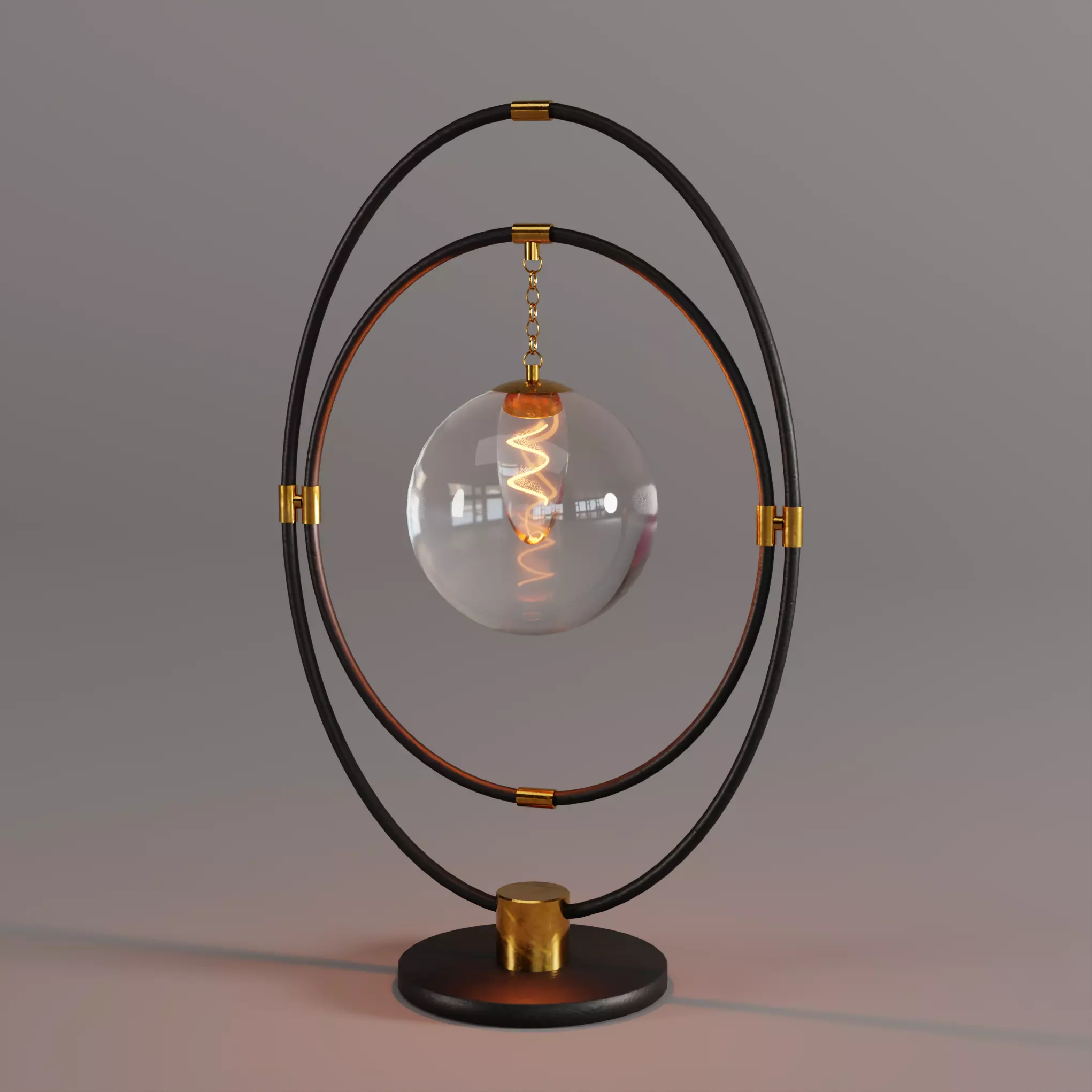 Dual Brass Oval Globe Lamp Modern Table Light 3D Model Low-poly 3D model