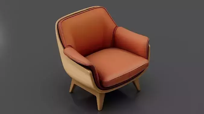 Armchair 02 Low-poly 3D model 5