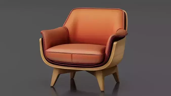 Armchair 02 Low-poly 3D model 2
