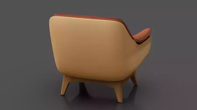 Armchair 02 Low-poly 3D model 4
